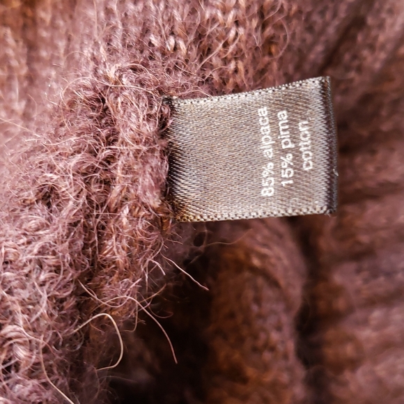 PERUVIAN CONNECTION Alpaca Boyfriend Long Cardigan Sweater Plum sz M Women's - Picture 6 of 9
